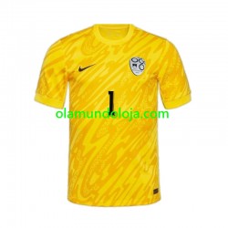 Camisola Eslovénia Jan Oblak 1 Guarda-redes Homem Equipamento Primeiro Euro 2024 Manga Curta